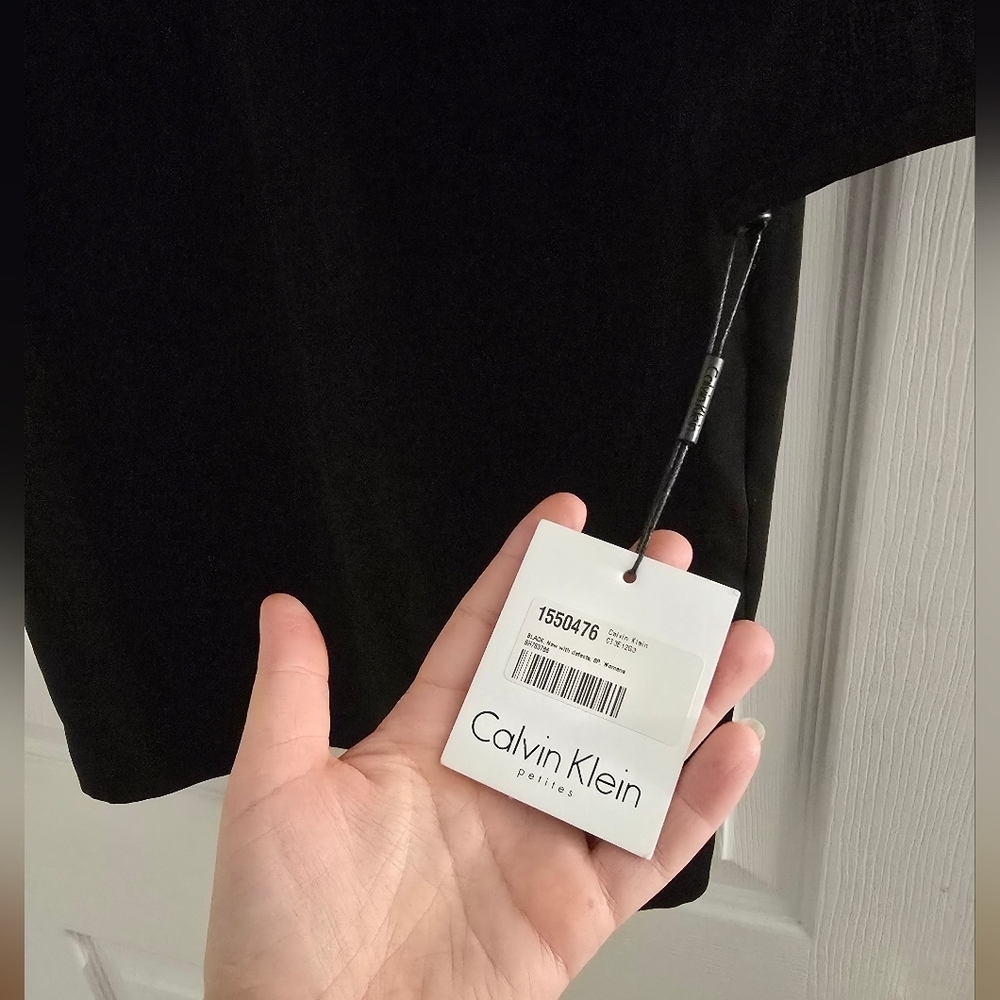 Calvin Klein Black Dress with Lace Sleeves - Picture 2 of 3
